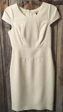 *HALSTON HERITAGE* Elegant Ivory Lined Cap Sleeve Dress Women’s Size 8 - New!!