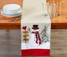 Christmas Table Runner Snowman Applique Let It Snow 72" x 12" Winter Wonder Lane