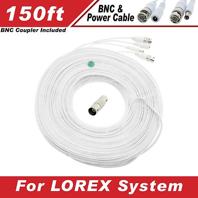 WHITE PREMIUM 150FT HIGH QUALITY BNC CABLES F/ 16 CH LOREX SYSTEMS LH-1896, Eco3