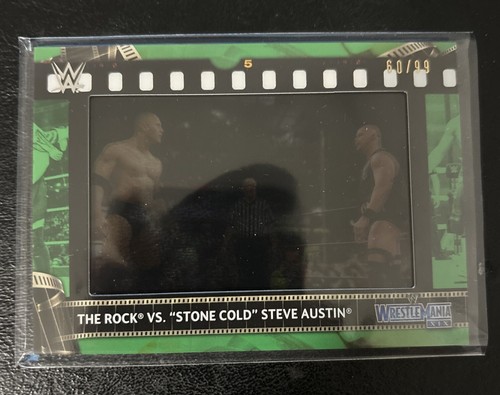 💥 THE ROCK 💥 STONE COLD 2021 Topps WWE Match Film Strip Green Relic /99