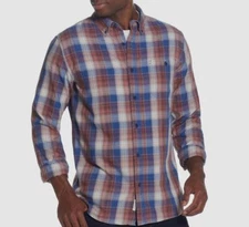 Weatherproof Vintage Men's Blue Long Sleeve Burnout Flannel Shirt Size S