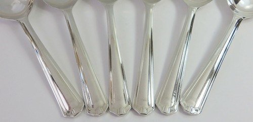 Vintage Grosvenor Delphic Silverplate Fruit/Sweet Dessert Spoons Set of 6 Floral - Picture 2 of 5