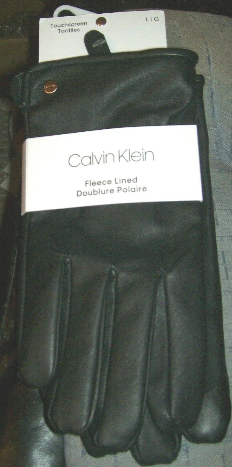 Calvin Klein Gloves Touchscreen Fleece Lined Faux Leather Men