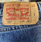 Levi's 501 Button Fly Jeans 38x30 Light Blue Y2K PreOwned — photo 2