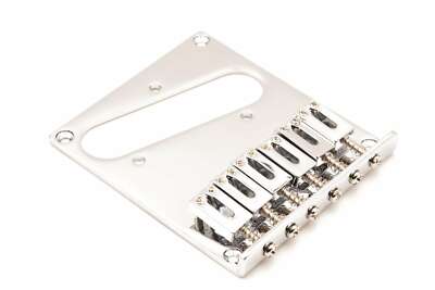 Tone Ninja 3 hole 6 Saddle Telecaster Bridge, Flat plate 5 screw mount, Chrome