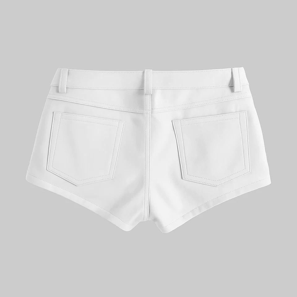 Pantalón corto mujer cuero negro. Pantalones Cortos Real Suave Piel de Cordero Seis Bolsillos Nueva Tendencia Foto 4 de 4