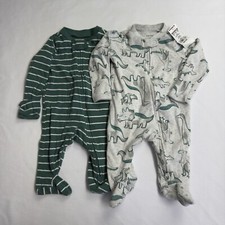 Carter's 2-Way Zipper Sleeper Set of 2 Dinosaurs Green Light Gray Size 3 Months
