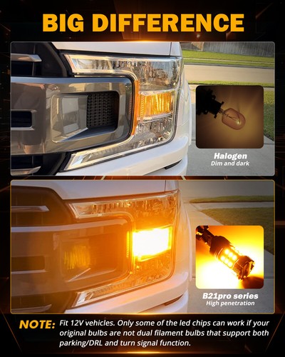 AUXBEAM 7443 7440 amarillo ámbar LED intermitente bombilla de estacionamiento sin errores - Imagen 3 de 12