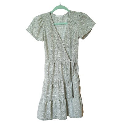 green and white floral wrap dress Reformation main image 1