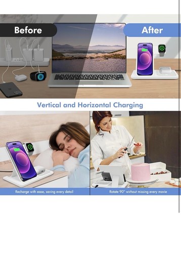 3 -In-1 Wireless Charger compatible for Mobile Phones,earphones and smart watch - Picture 5 of 5