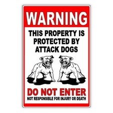 Beware Of Dog Property Protected By Attack Dogs Do Not Enter Sign / Magnetic