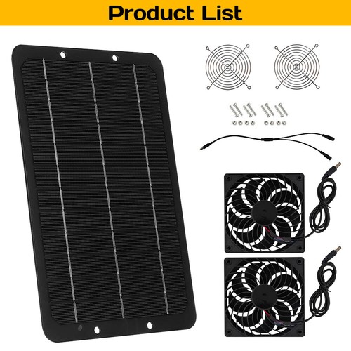 Solar Powered Fan Exhaust Vent Dual Cool Fan for Attic Roof Pet House Greenhouse - Picture 12 of 15