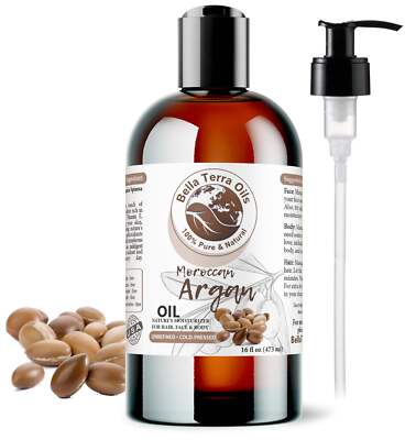Moroccan Argan Oil - 16oz | Premium Cold-Pressed Oil for Skin, Hair, & DIY Proje