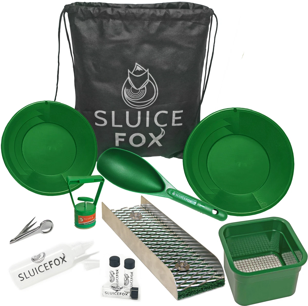 Sluice Fox backpack gold panning kit green with mini portable sluice box; |  eBay