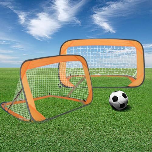 Pop Up Soccer Goals for Backyard,Mini Soccer 4X2.2X2.2FT Orange Soccer