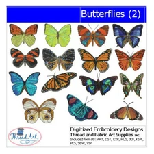 Embroidery Design Set - Butterflies(2) - 15 Designs - 9 Formats - USB Stick