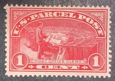 TRAVELSTAMPS: 1913 US SCOTT #Q1 ,1c PARCEL POST OFFICE CLERK MINT MOGLH