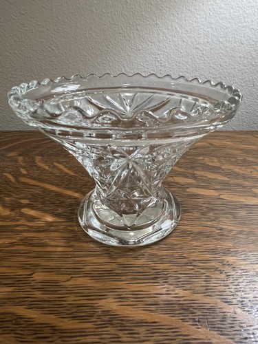 Vintage Prescut 10.5” Glass Serving Vegetable Bowl With Base Star Of David - Picture 11 of 15