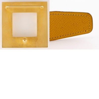 HERMES Medor belt reversible vintage Red / yellow leather  display picture 1
