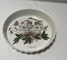 Portmeirion Botanic Garden  10.5Quiche Pie Tart Round Baking Dish Christmas Rose