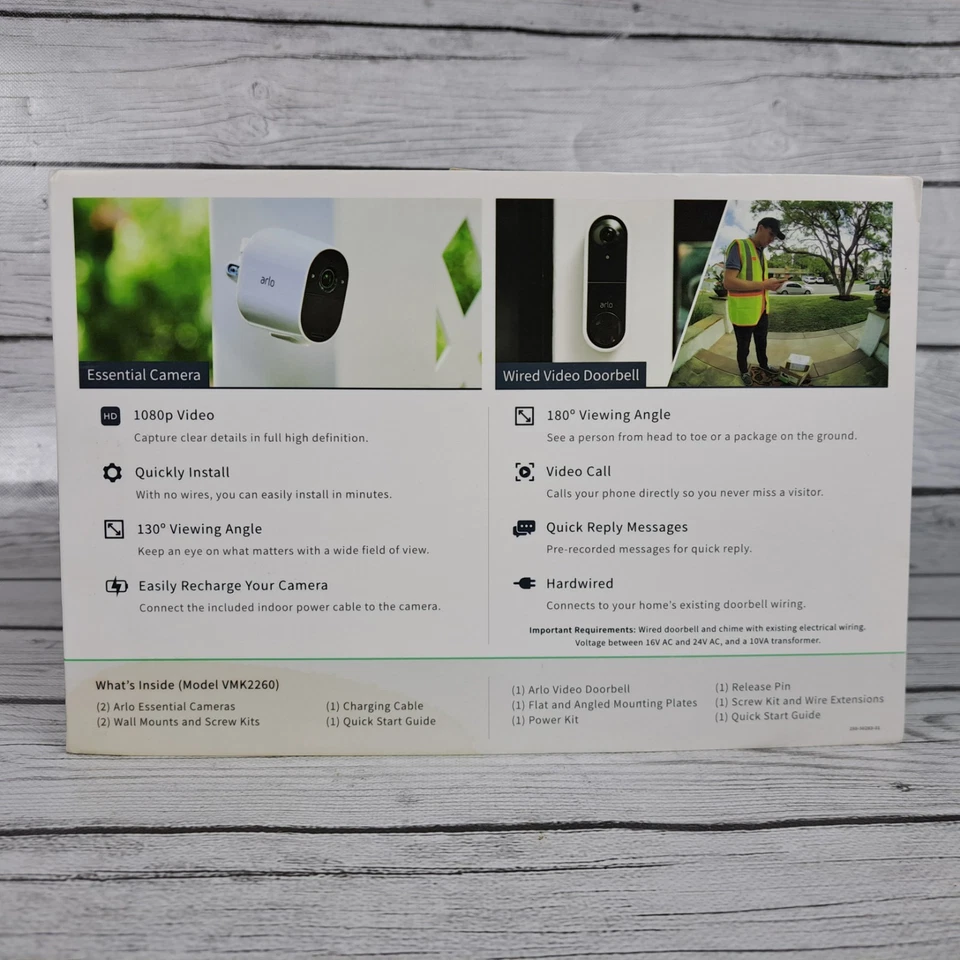 Arlo Essential Security Camera Bundle 2 Cameras & Doorbell 1080p - Image 2 of 4