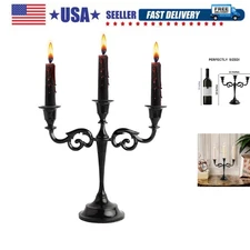 3 Arm Candelabra Taper Candle Holders Decorations Indoor Kitchen Décor Table ...