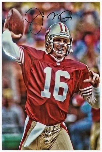 Joe Montana Autographed 49ers Photo Signed 8x10 Vintage San 12x8in Metal Sign
