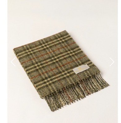 Balmoral Castle Scarf Green Plaid NWT Wool Tweed 