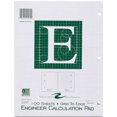 Graph Ruled Engineering Pad, Engineering Graph Pad, 5x5 Grid to Edge, 8.5'' x ...