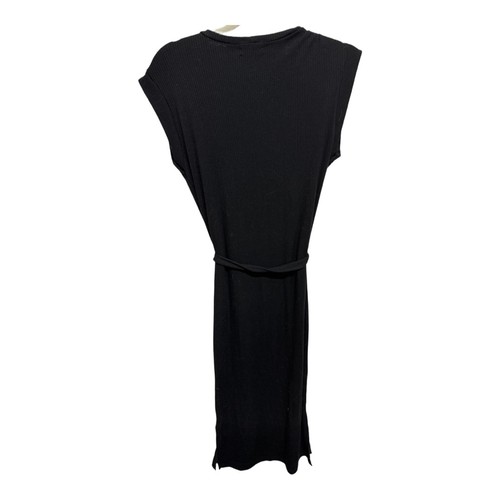 The Nines Black Ribbed Tie Waist Midi Dress Size Small Sleeveless - Picture 5 of 5