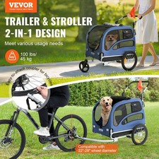 For Dog Bike Trailer, Supports up to 100 lbs, 2-in-1 Pet Stroller Cart Bicycle