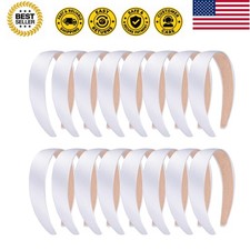16 Pcs Satin Headbands White Headband 1 Inch Satin Hard Headbands