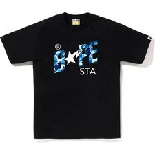A Bathing Ape Bape ABC Camo Bape Sta Logo Tee Black and Blue Size Medium
