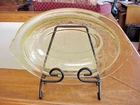 Vtg Indiana Depression Glass Amber/Yellow #612 Horseshoe Serving Bowl