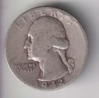 1942-P WASHINGTON QUARTER 25¢ PHILADELPHIA 90% SILVER COIN UNITED STATES MINT