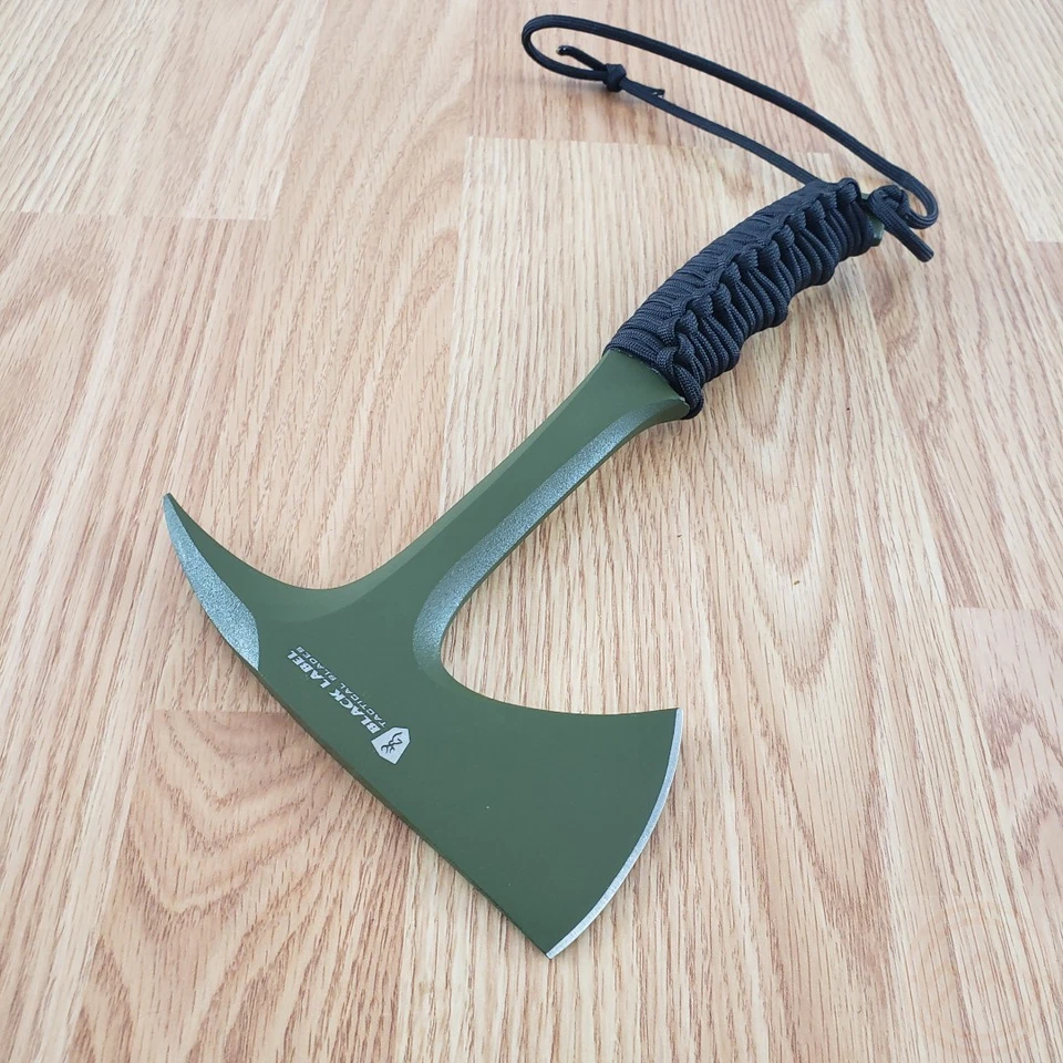 Browning Shock'N Awe Axe 6.5" Green 1055HC Steel Head Black Cord Wrapped Handle - Image 3 of 4