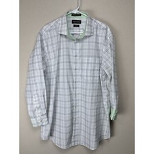 Paul Frederick Non-Iron Cotton Dress Shirt 17-33 With Contrast Trim White Green