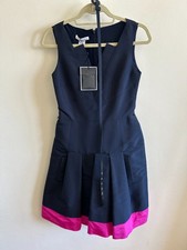Oscar De La Renta Silk Navy dress w Pink Trim, New w Tags. Originally $3,690.00