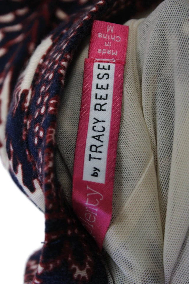 Plenty by Tracy Reese Womens Floral Print A Line Skirt Beige Navy Blue Size Medi - Image 4 of 4