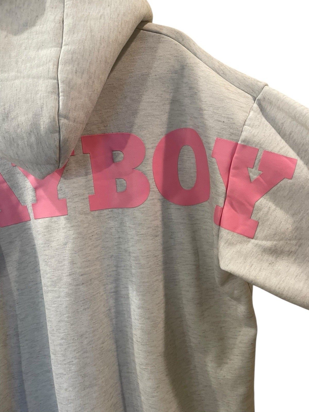 Playboy X Misguided Women’s  Oversized Gray Hoodie Sweatshirt Size Medium image 7