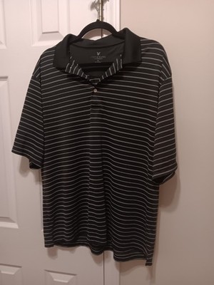 Lyle & Scott Golf Polo Shirt Mens XL Black White Thin Striped Performance Tonal