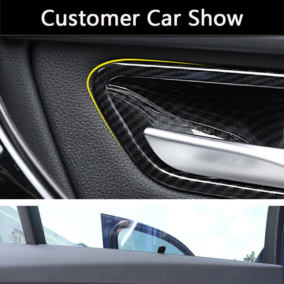 Interior Door Handle Bowl Cover For BMW 3 4 series F30 F34 3GT Carbon Look Foto 4 de 4