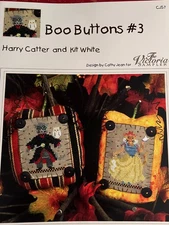 Victoria Sampler/Design by Cathy Jean- Boo Button #3- Harry Catter and Kit White