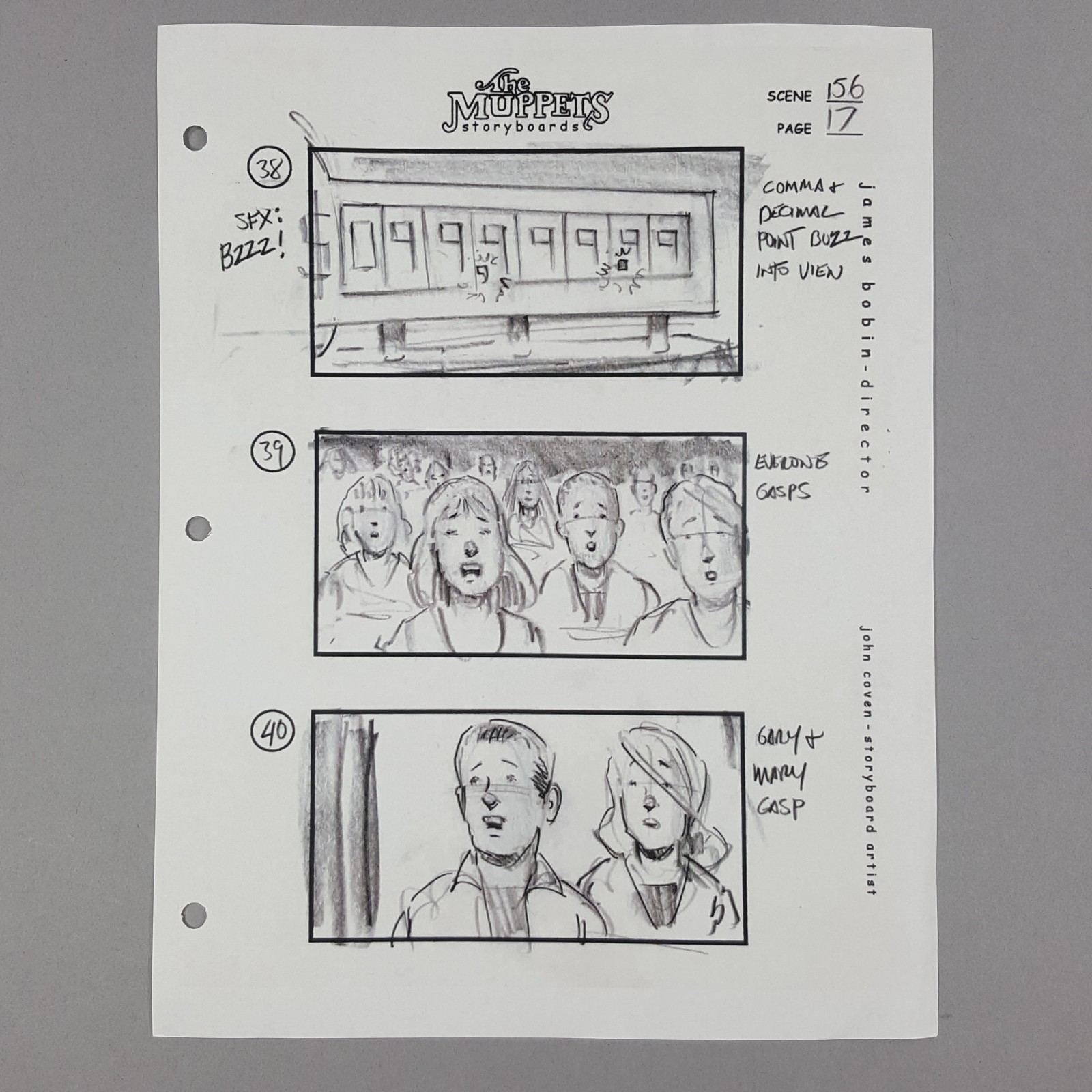 Image 2 of The Muppets (2011) - Production Used Storyboard, A Dollar Short Mary & Gary Gasp