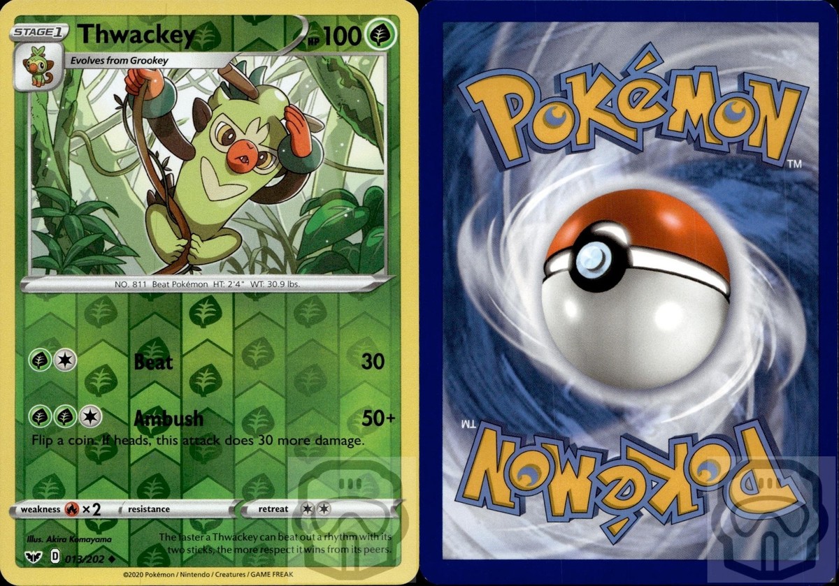 Thwackey 013/202 UC Sword & Shield Pokemon Reverse Holo NM/M | eBay