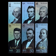 US President Fantasy Banknote Set 6pcs Collectible Novelty Dollar UV Paper Money