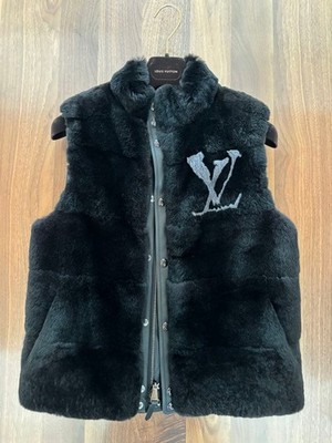 NEW LOUIS VUITTON REVERSIBLE DAMIER DOWN & FUR VEST GILET IT48 MEDIUM COVER BAG