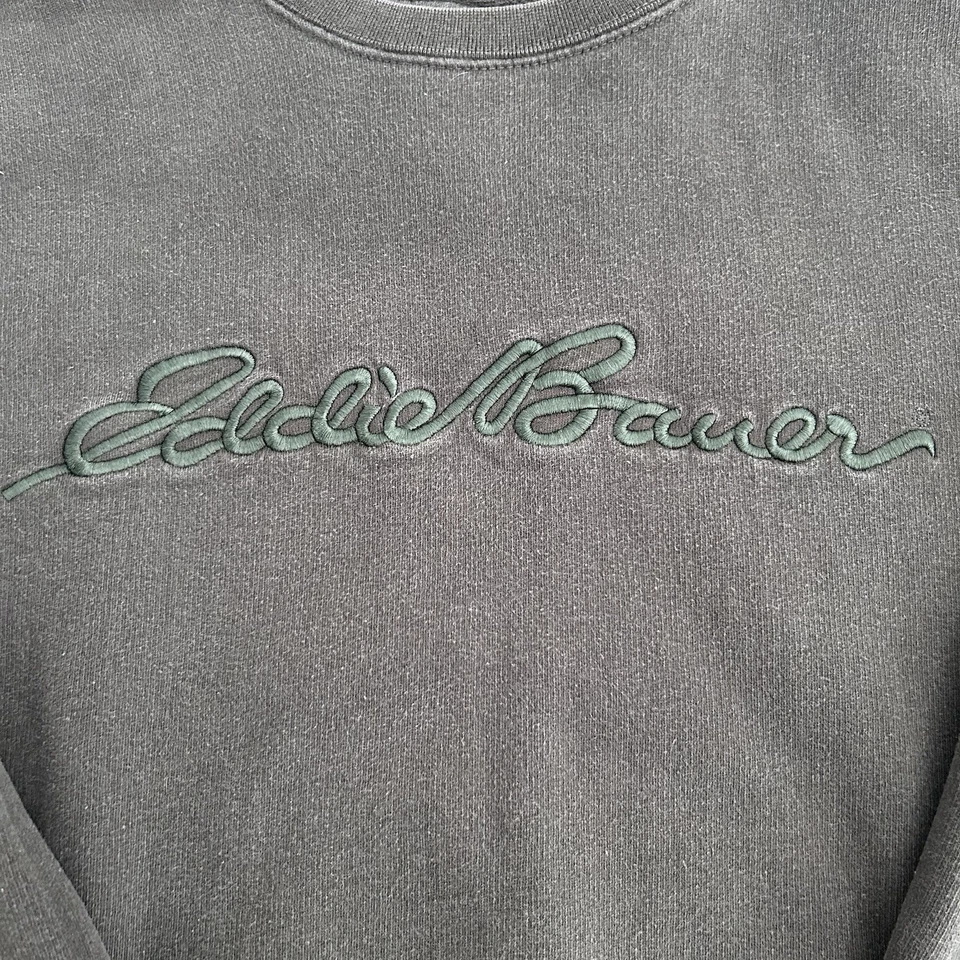 Sudadera De Colección Años 90 Eddie Bauer Bordada Spellout Cuello Redondo Talla M Verde Foto 3 de 4