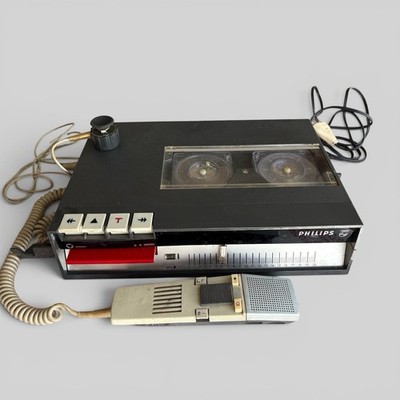 Vintage Philips LFH0084 /00 Diktiergerät Kassettenrecorder + Mikrofon reparaturbedürftig