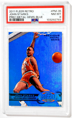 2011 Fleer Retro #PM-35 John Starks Precious Metal Gems Blue /50 PSA 8
